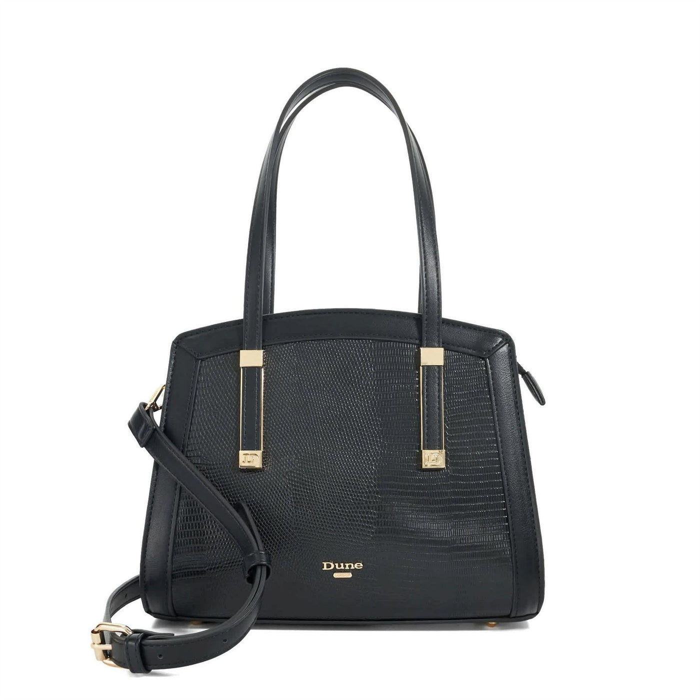 Dune London Dorris Snake Skin Textured Tote with Logo