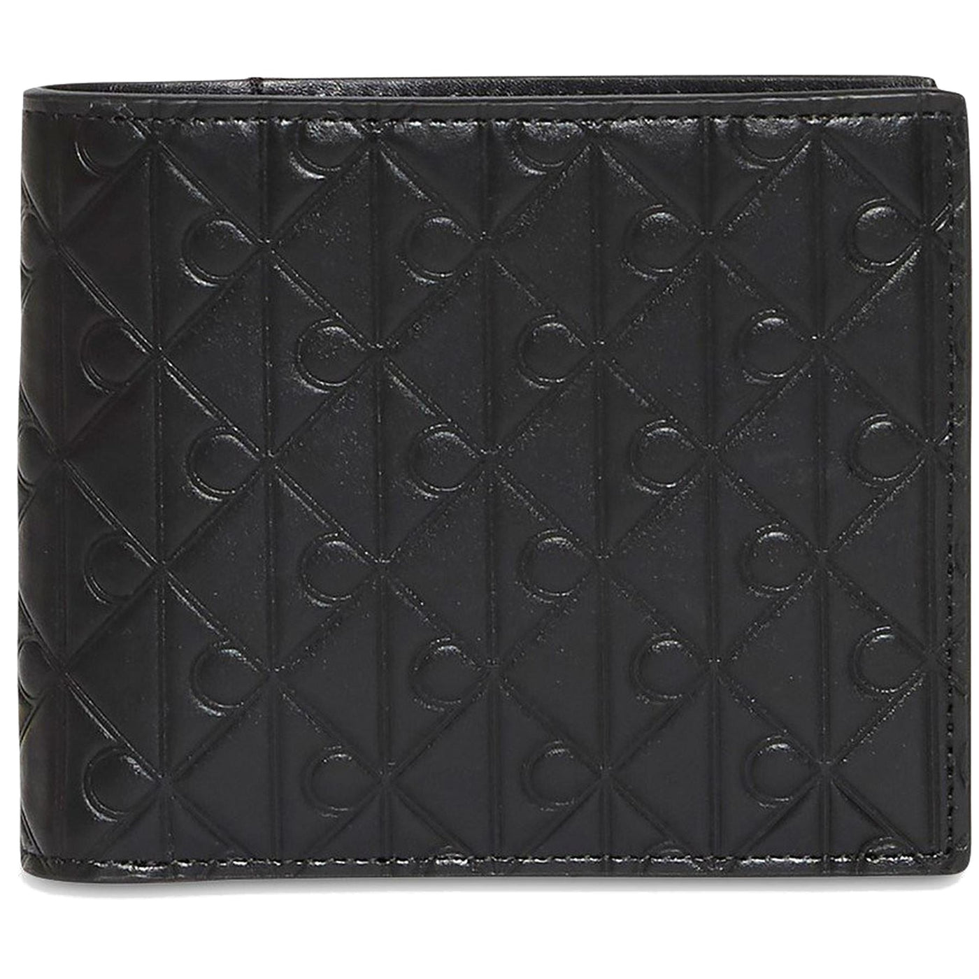 Calvin Klein Embossed Emblem Leather Coin Pocket Billfold Wallet