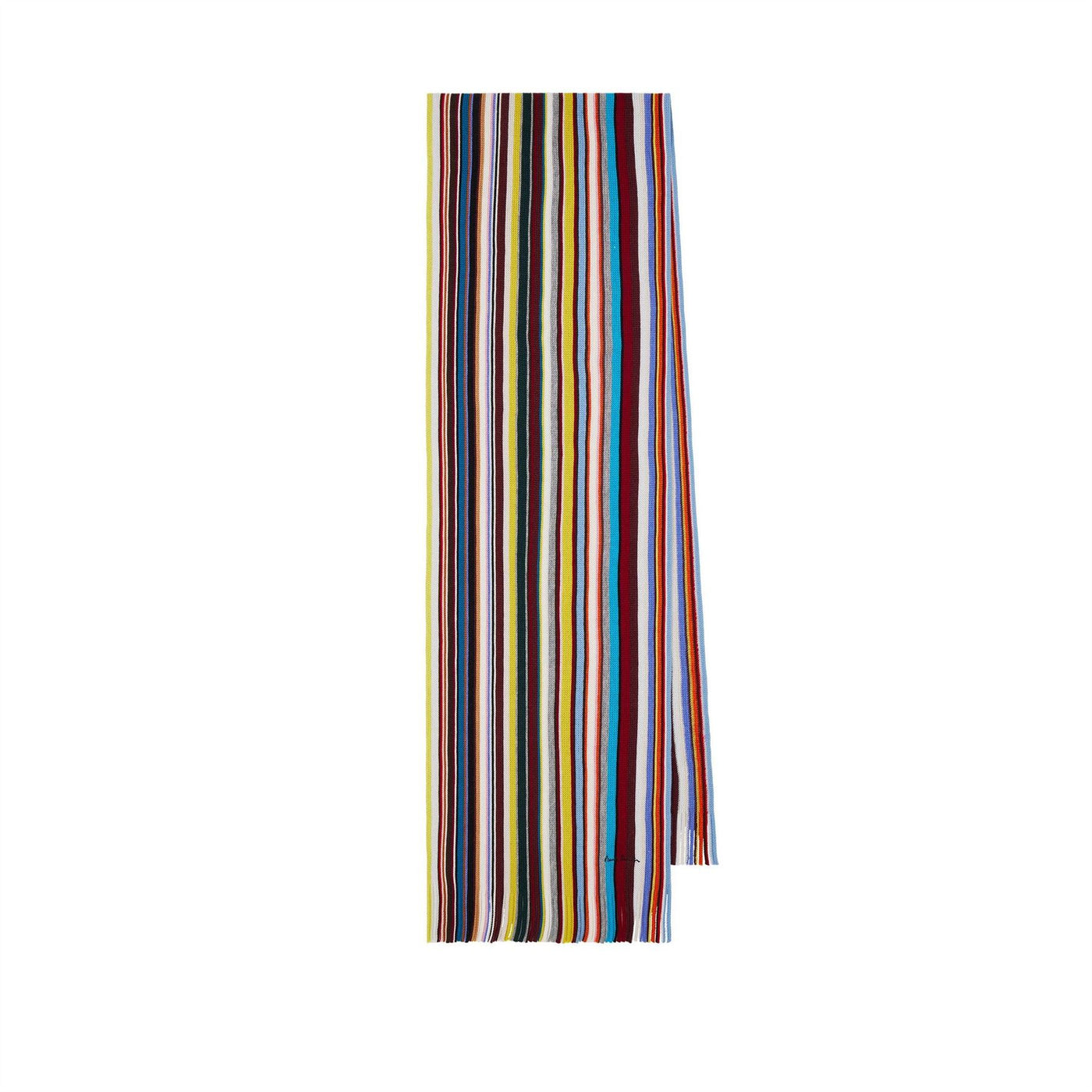 Paul Smith Striped Knit Scarf with Embroidery