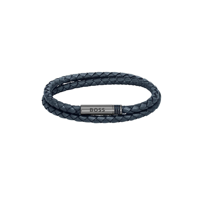 Boss Ares Double Wrap Leather Bracelet
