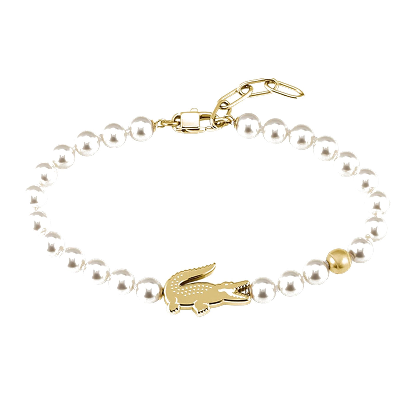 Lacoste Jewellery Mens Matchpoint Glass Pearls And Gold Ip Bracelet