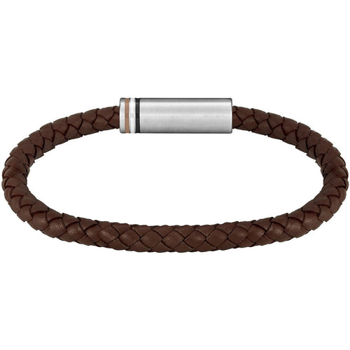 Boss Ares Single Magnetic Closure Single Wrap Leather Bracelet