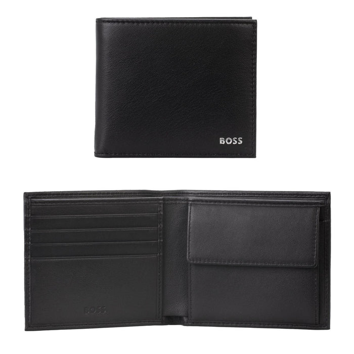 Boss BOSS Leather Coin Wallet with Silver Logo Detail (Randy)