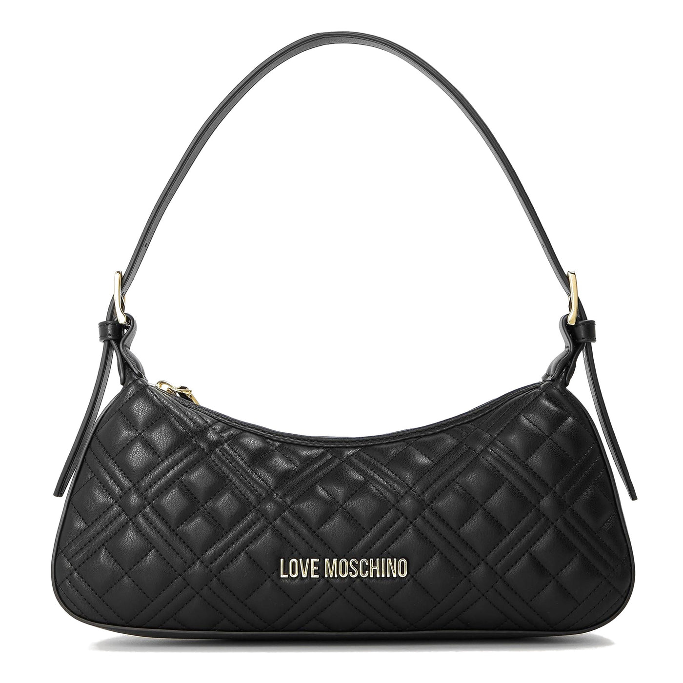 Love Moschino Superq Shoulder Geometric Patterned Crescent Baguette Bag