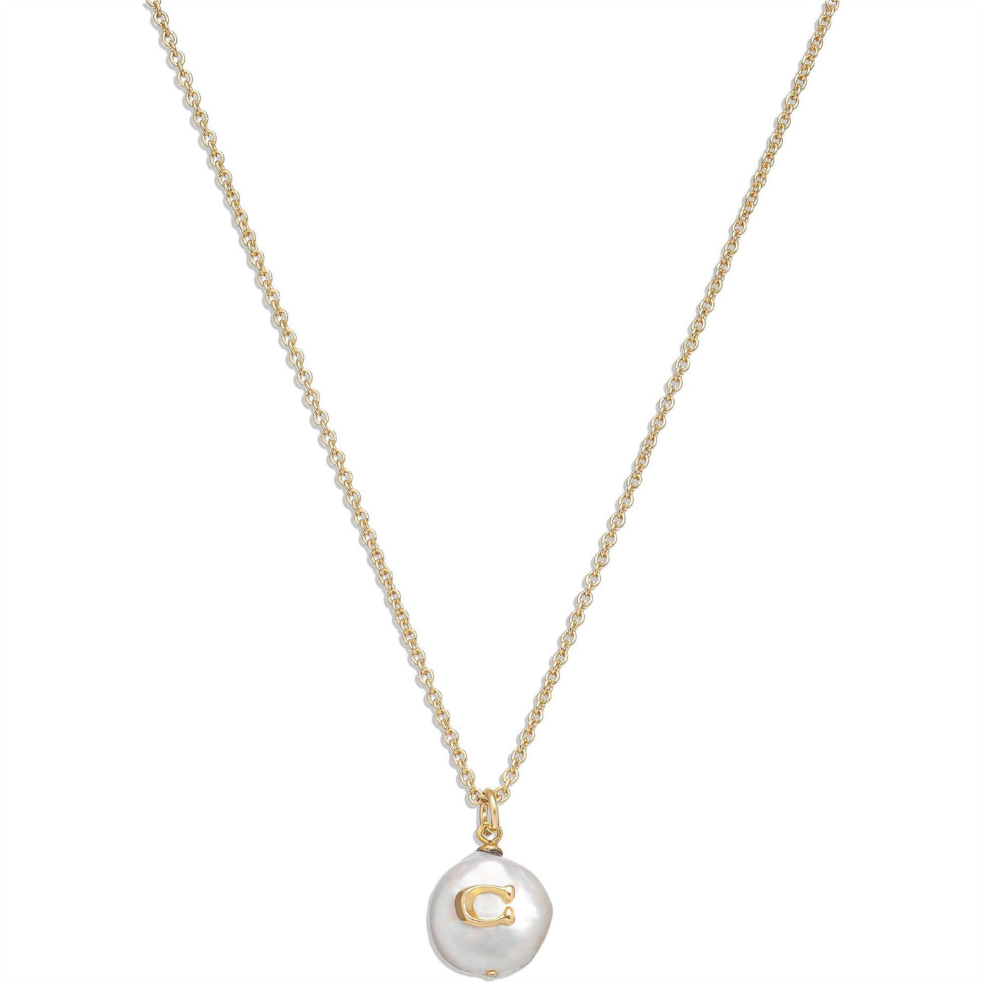 Coach Pearl Round Pendant Necklace