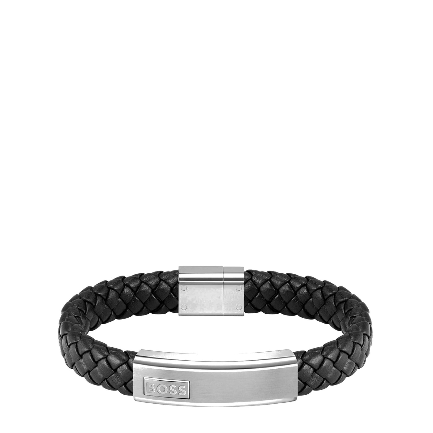 Boss Lander Stainless Steel Leather Bracelet