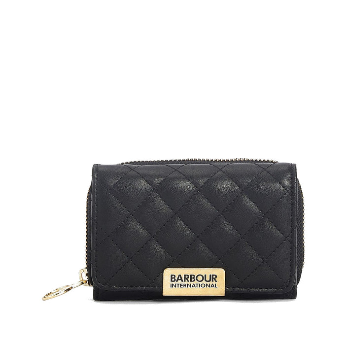 Barbour International Aurora Tri Fold Quilted Leather Zip Around Purse