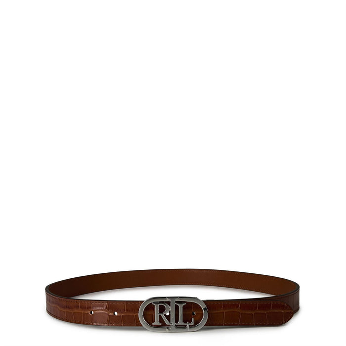 Lauren by Ralph Lauren Logo Reversible Leather Skinny Belt
