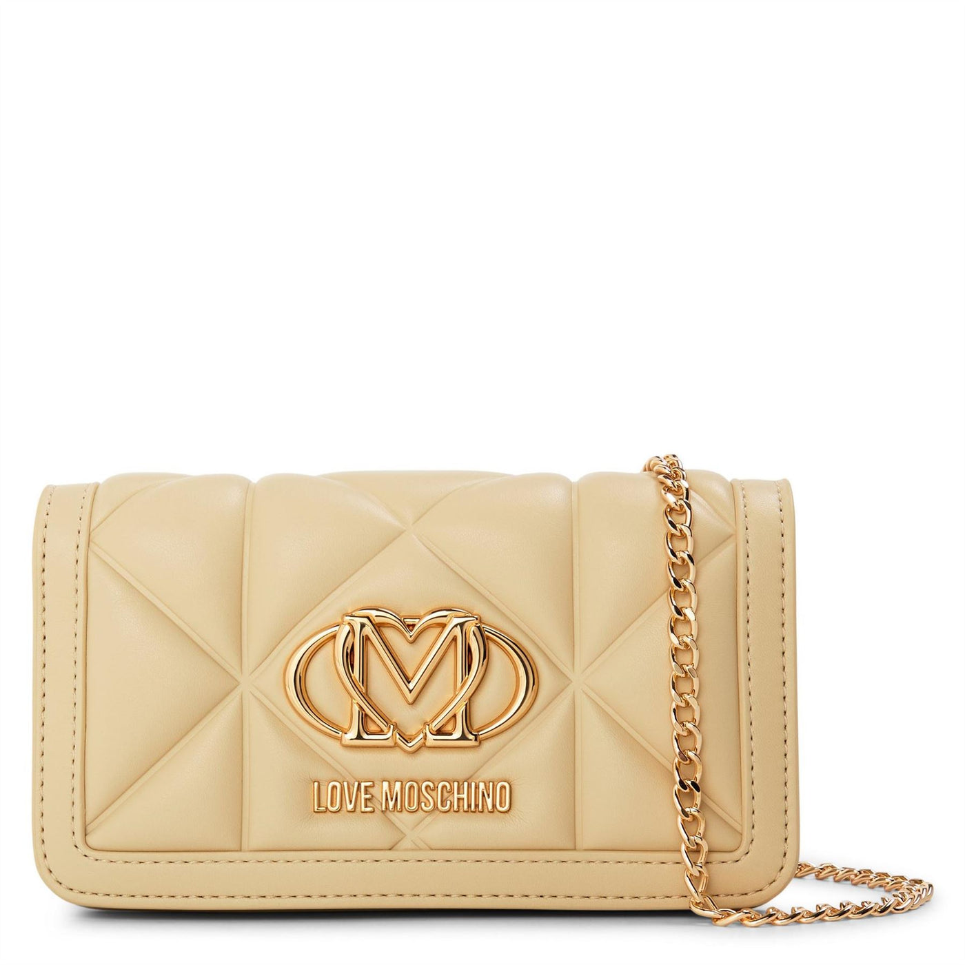 Love Moschino Geometric Patterned Quilt Wallet on Chain Clutch