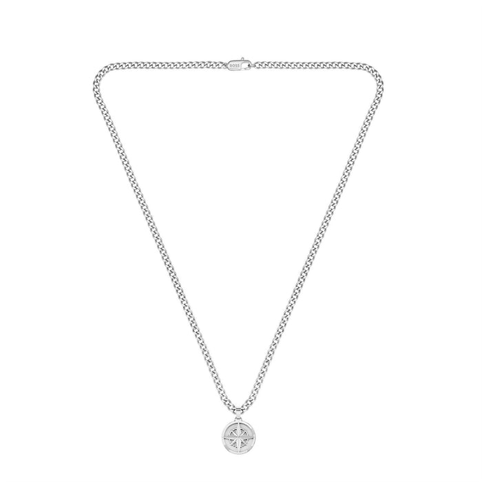 Boss North Stainless Steel Compass Necklace