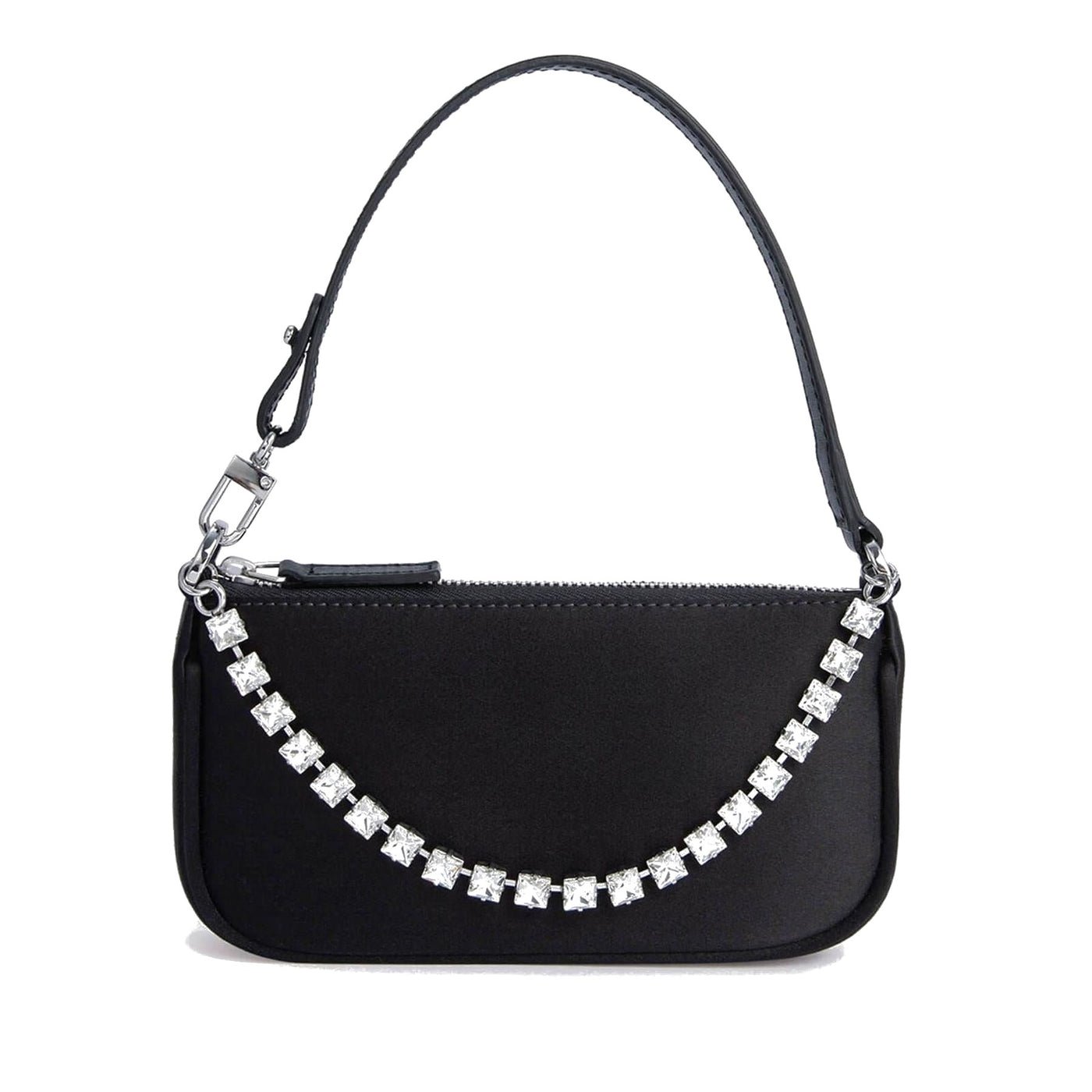 By Far Rachel Silk Satin And Crystal Chain Bag