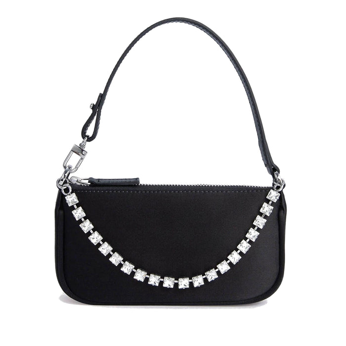 By Far Rachel Silk Satin And Crystal Chain Bag