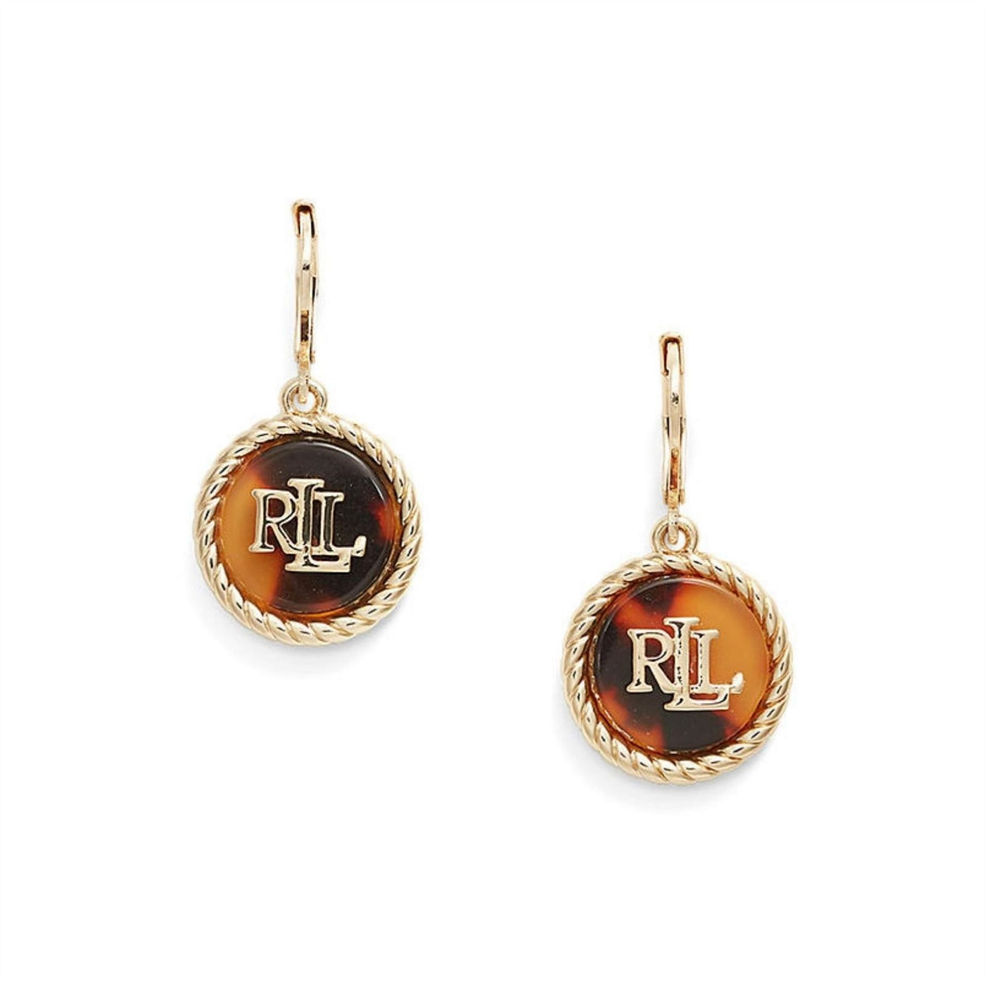 Lauren by Ralph Lauren Ralph Lauren Tortoise  And  Gold Logo Drop Earrings