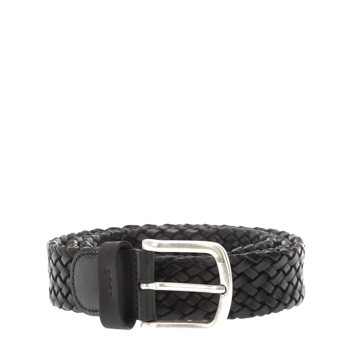 Boss Braided Leather Belt with Pin Buckle