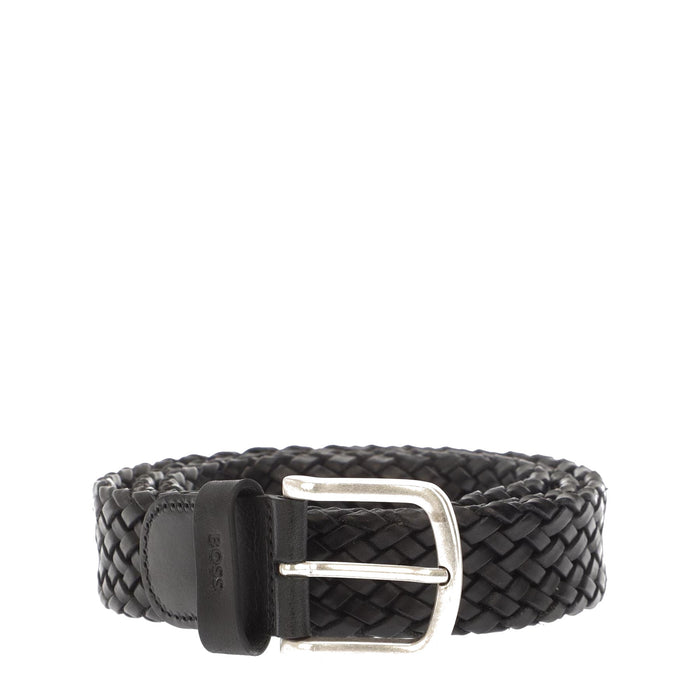 Boss Braided Leather Belt with Pin Buckle
