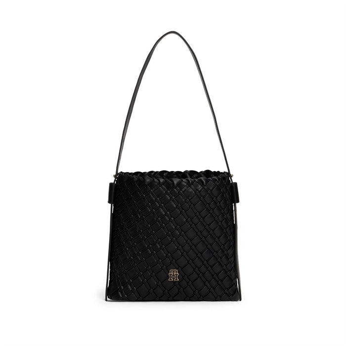 Tommy Hilfiger Basket Weave Woven Hobo Bag with Gold Tone Hardware