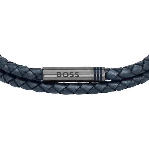 Boss Ares Double Wrap Leather Bracelet