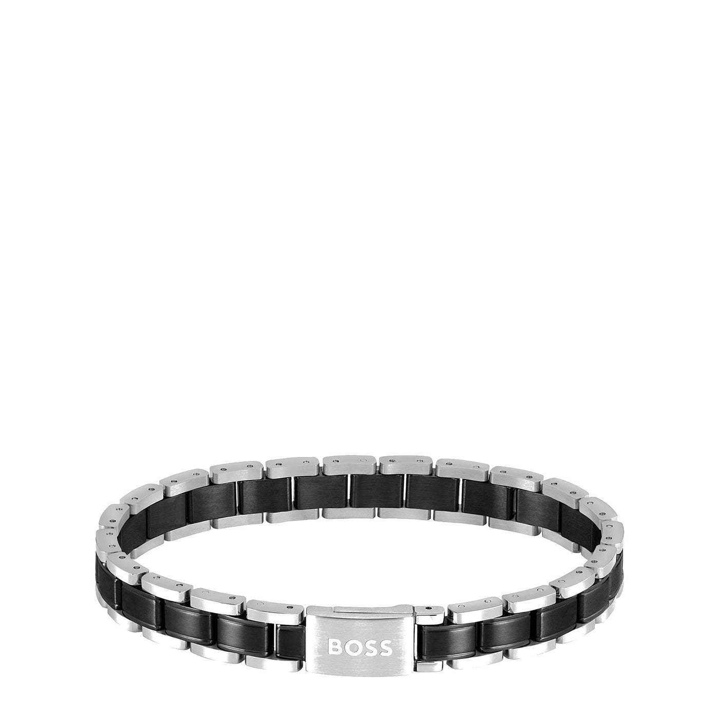 Boss Metal Link Essentials Ss  And  Black Ip Bracelet