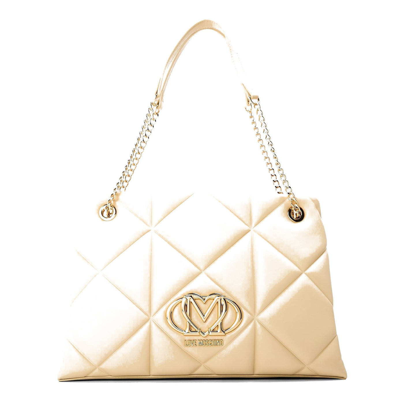 Love Moschino Geometric Patterned Quilt Tote with Gold Tone Hardware