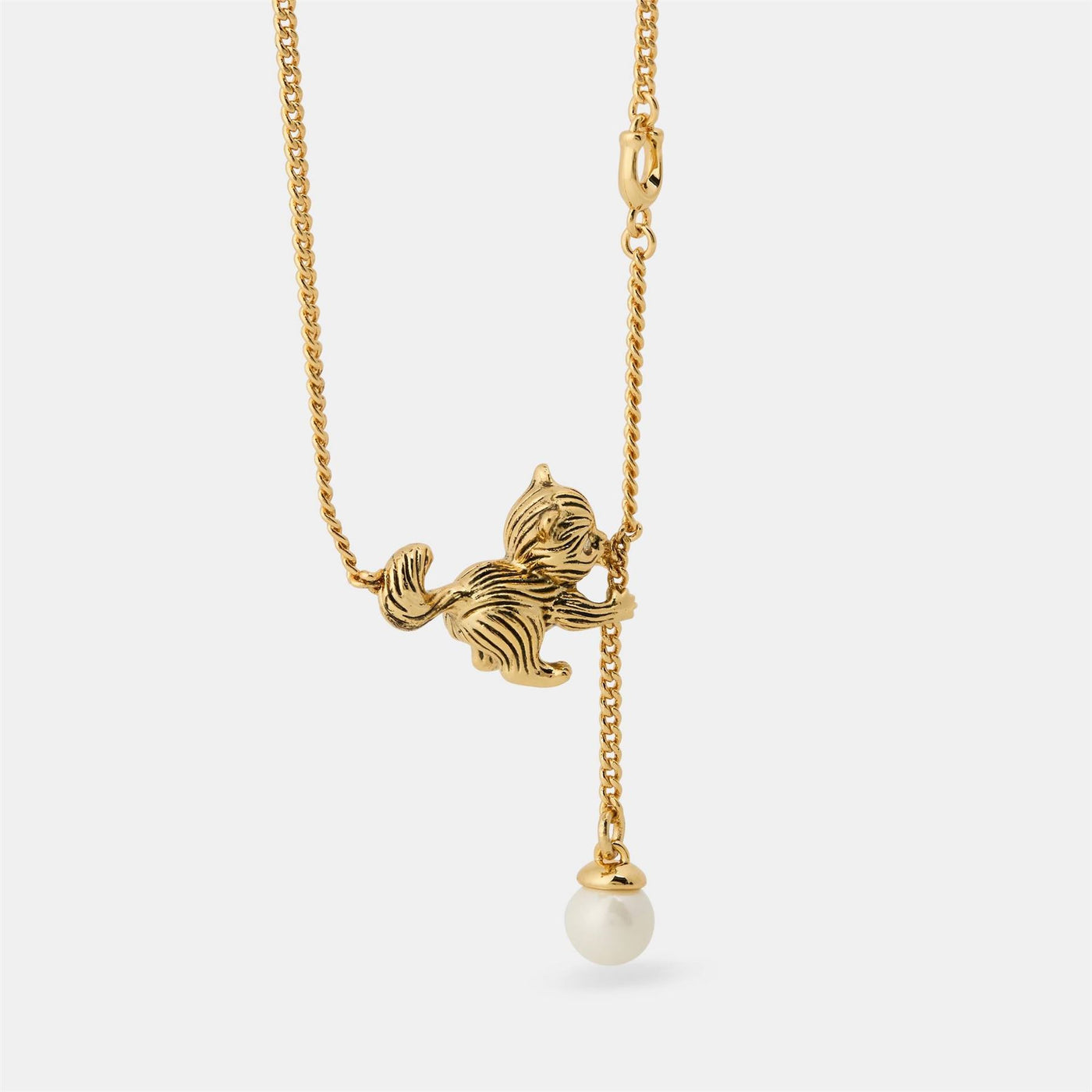 Coach Cat Pearl Pendant Necklace