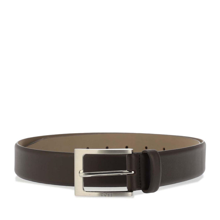 Boss Leather Pin Buckle Belt with Metal Logo
