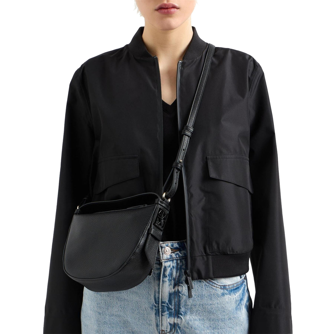 Armani Exchange Exchange Crescent Shape Hobo Bag with Logo