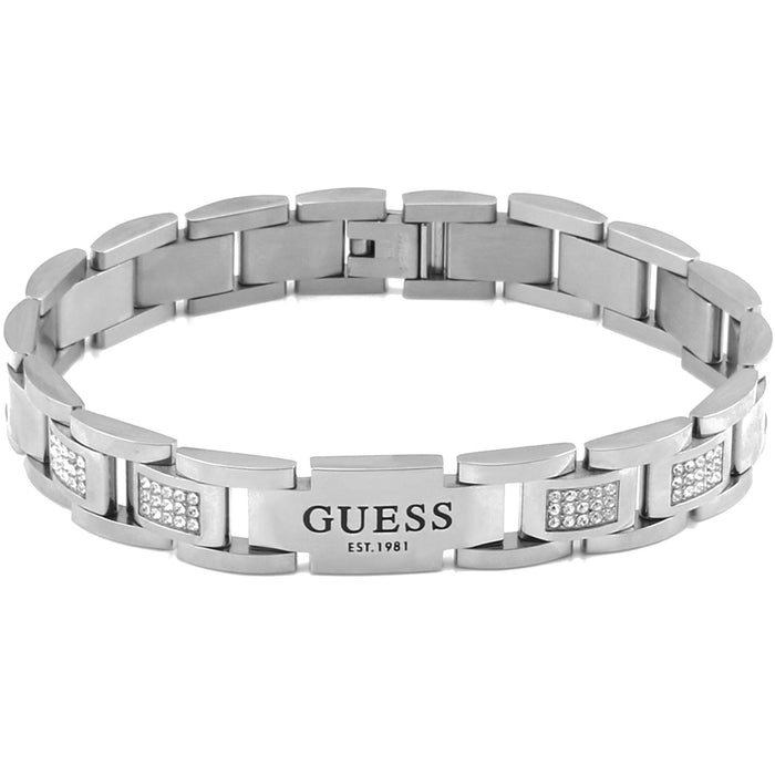 Guess 12mm Flat Chain  And  White Cz Bracelet