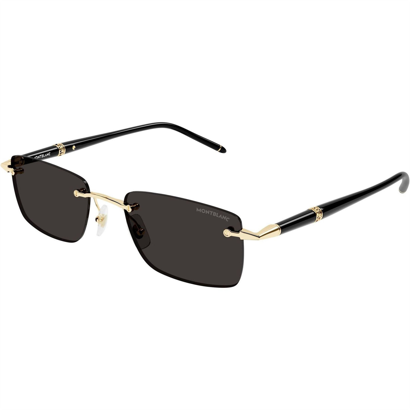 Montblanc Rimless Gold Tone Metal Full Rim Rectangle Sunglasses